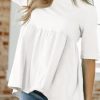 Womens Summer Babydoll Tops Oversized Short Sleeve Crewneck T Shirts Peplum Casual Loose Blouse