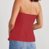 Notched Neck Tube Tops Blazer Sleeveless Button Fitted Strapless Work Blazer Vest