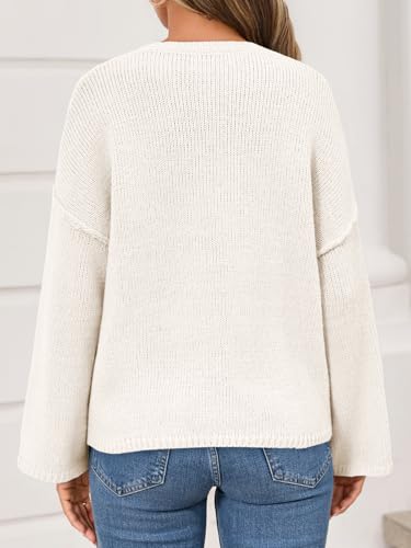 Womens Oversized Crew Neck Sweater Fall Long Sleeve Knit Tops Trendy Casual Loose Fit Pullover Sweaters