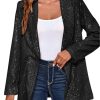 Women's Sequin Shiny Blazer Casual Laple Long Sleeve Sparkly Party Jackets Blazer