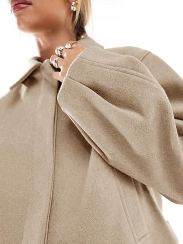 Womens Cropped Pea Coat Casual Button Down Short Jackets Fall Winter Outerwear
