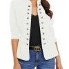 Women's Open Front Long Sleeves Work Blazer Casual Buttons Jacket Suit