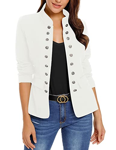 Women's Open Front Long Sleeves Work Blazer Casual Buttons Jacket Suit