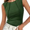 Womens Ribbed Tank Tops Fitted Summer Dressy Casual Sleeveless Shirts Cute Crew Neck Basic Tee