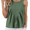 Womens Babydoll Peplum Denim Tank Tops Loose Fit Swing Flowy Shirred Sleeveless T Shirts Going Out Cute Tees