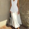 Womens Button Down Suit Vests Casual Business V Neck Waistcoat Tops Summer Fitted Work Office Sleeveless Blazer