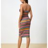 Women's Twist Strapless Bandeau Tube Dress Geo Striped Sleeveless Long Bodycon Sundress