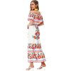 Women's Mexican Dress Summer Floral Print Off The Shoulder Sleeveless Beach Long Maxi Dress