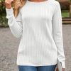 Womens Long Sleeve Fuzzy Tunic Tops Knit Casual Dressy Pullover Sweatshirt Fall Loose Fit Crew Neck Shirts Blouse