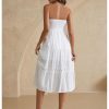 Women's Floral Lace Midi Tube Dress Strapless Shirred A Line Flowy Beach Vacation Dresses