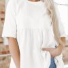Womens Summer Babydoll Tops Oversized Short Sleeve Crewneck T Shirts Peplum Casual Loose Blouse