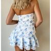 Women's Floral Print Ruffle Tube Mini Dress Strapless Sleeveless Layered Vacation Summer Dresses