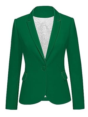 Womens Notched Lapel Pockets Button Work Office Blazer Jacket Suit