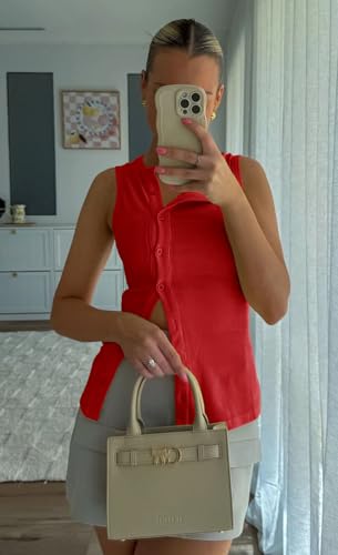 41E-PfhhrDL.jpg Womens Button Down Tank Tops Summer Sleeveless Vest Tops Trendy Ribbed Fitted Going Out Shirts