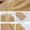 Womens Belted Casual Blazer Long Sleeve Open Front Contrast Binding Suit Jackets Dressy Blouse Tops