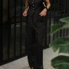 Women's 2 Piece Outfits V Neck Pants Sets Crop Vest Blazer and Wide Leg Suit