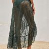 Womens Lace Maxi Skirt Summer High Low Asymmetrical Sheer Y2K Sexy Beach Cover-up Long Skirts