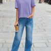 41FIAKkBoFL.jpg Womens Summer V Neck T Shirts Casual Short Sleeve Flowy Tops Cute Loose Fit Basic Tees