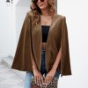 Women's Velvet Cape Blazer Jackets Casual Split Long Sleeve Open Front Coat