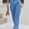 Womens Wide Leg Jeans High Waisted Stretchy Baggy Loose Denim Casual Pants with Pockets