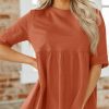 Womens Summer Babydoll Tops Oversized Short Sleeve Crewneck T Shirts Peplum Casual Loose Blouse
