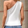 Womens One Shoulder Blazer Vest Summer Fitted Button Down Waistcoat Trendy Work Sleeveless Suit Tops