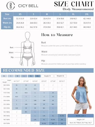 Womens Babydoll Peplum Denim Tank Tops Loose Fit Swing Flowy Shirred Sleeveless T Shirts Going Out Cute Tees
