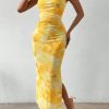 Women's Summer Strapless Dresses 2025 Maxi Bodycon Tube Top Dress Floral Beach Vacation Clothes for Women
