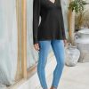 Womens Long Sleeve Tops Trendy V Neck Ribbed Lightweight Shirts Dressy Casual Loose Fit Blouses