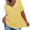 Womens Oversized Peace Love Joy Tshirts Summer Casual V Neck Short Sleeve Tops Embroidery Letter Boho Tee Shirts