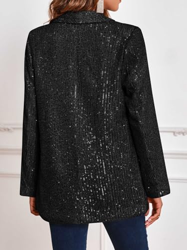 Women's Sequin Shiny Blazer Casual Laple Long Sleeve Sparkly Party Jackets Blazer