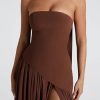 Women's Elegant Strapless Long Dress with Scarf Cocktail Wedding Guest Prom Maxi Dresses with Slit