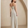 Women's Pleated A Line Tube Dress Elegant Strapless High Waisted Long Flowy Dresses