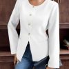 Womens Business Casual Fitted Blazers Collarless Split Hem Work Office Button Down Suit Jackets