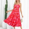 Women's Summer Floral Dress 2025 Spaghetti Strap Smocked Tiered Casual Boho Maxi Long Sundress with Pockets
