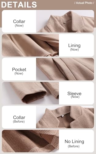 Women's Coat Casual Open Front Blazer Long Sleeve Stand Collar Solid Trench Business Work Office Jacket Outwear