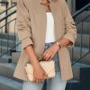 Womens Business Casual Blazer Long Sleeve Open Front Notch Stand Collar Blazer Work Office Jacket Suit