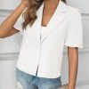 Womens Puff Short Sleeve Blazers Business Casual Button Down Lightweight Suit Jackets