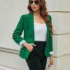 Womens Notched Lapel Pockets Button Work Office Blazer Jacket Suit