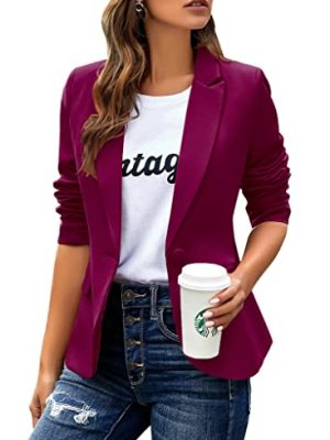 Womens Casual Blazers Long Sleeve Lapel Button Slim Work Office Blazer Jacket