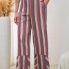 Womens Wide Leg Lounge Pants Elastic High Waisted Striped Palazzo Pants Flowy Casual Beach Travel Trousers