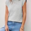 Womens Cap Sleeve Sweater Vest Summer Casual Sleeveless Knit Tank Tops Loose Fit Crew Neck Shirts Pullover
