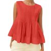 Womens Pleated Babydoll Tank Tops Summer Peplum Sleeveless Cotton Blouses Loose Fit Flowy Shirts