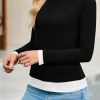 Womens Long Sleeve Tops Patchwork Crewneck Slim Fit Shirts Going Out Casual Fall Basic Tees
