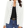 Women's Open Front Long Sleeves Work Blazer Casual Buttons Jacket Suit