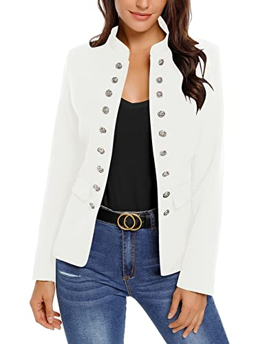 Women's Open Front Long Sleeves Work Blazer Casual Buttons Jacket Suit