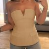 Womens Strapless Tube Tops Summer Fitted Notched Neck Blazer Vest Business Dressy Casual Suit Vest Tops