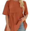 Womens Summer Babydoll Tops Oversized Short Sleeve Crewneck T Shirts Peplum Casual Loose Blouse