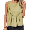 Womens Peplum Babydoll Tank Tops Summer Sleeveless Loose T Shirts Casual Shirred Flowy Tops