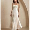 Women's Pleated A Line Tube Dress Elegant Strapless High Waisted Long Flowy Dresses